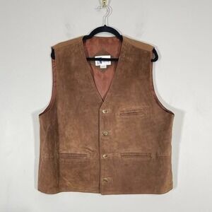 VTG Ron Chereskin Mens Suede Vest Brown Button Western Rockabilly Festival XL